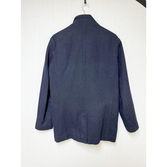 Cole Haan Mens Walking Coat Wool with Removable Bib Quilted Navy Blue Medium - Picture 10 of 11